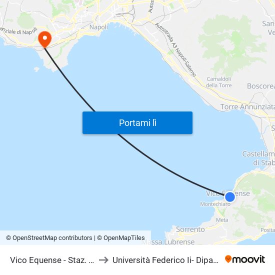 Vico Equense - Staz. Circumvesuviana to Università Federico Ii- Dipartimenti Di Ingegneria map