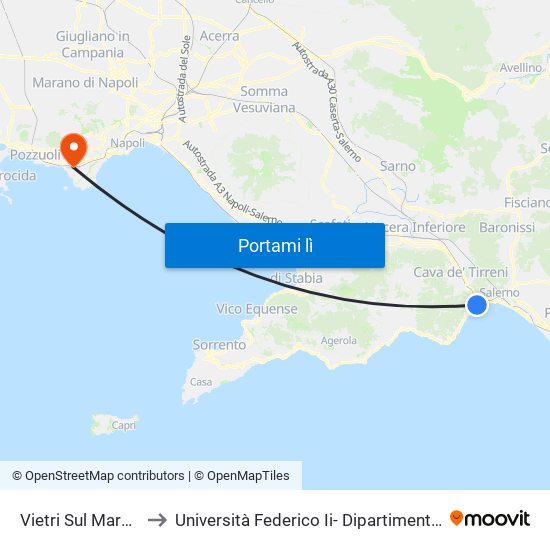 Vietri Sul Mare-Amalfi to Università Federico Ii- Dipartimenti Di Ingegneria map