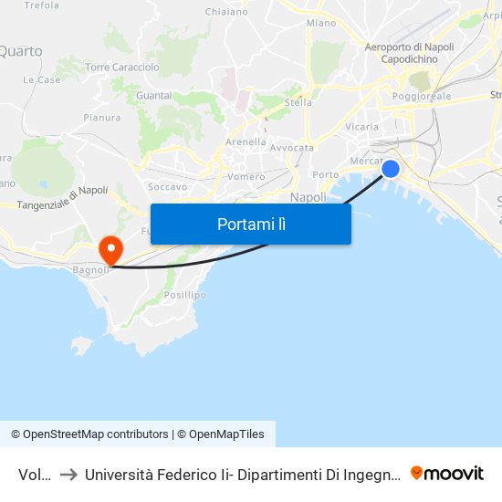 Volta to Università Federico Ii- Dipartimenti Di Ingegneria map