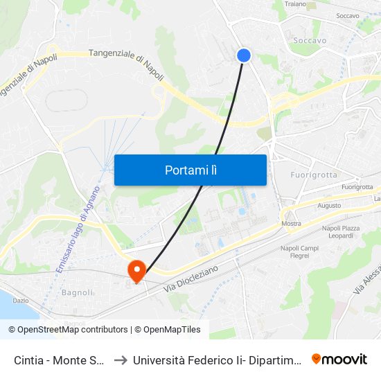 Cintia - Monte Sant'Angelo to Università Federico Ii- Dipartimenti Di Ingegneria map