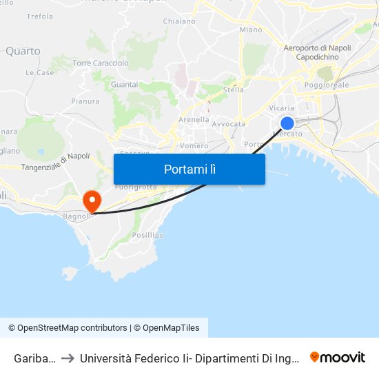 Garibaldi to Università Federico Ii- Dipartimenti Di Ingegneria map