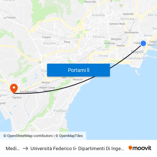 Medina to Università Federico Ii- Dipartimenti Di Ingegneria map