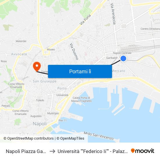 Napoli Piazza Garibaldi to Università ""Federico Ii"" - Palazzo Latilla map