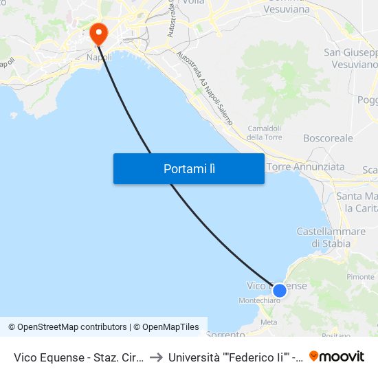 Vico Equense - Staz. Circumvesuviana to Università ""Federico Ii"" - Palazzo Latilla map