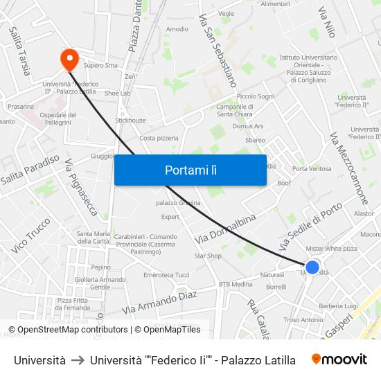 Università to Università ""Federico Ii"" - Palazzo Latilla map