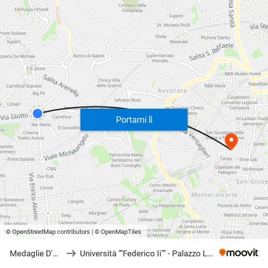 Medaglie D'Oro to Università ""Federico Ii"" - Palazzo Latilla map