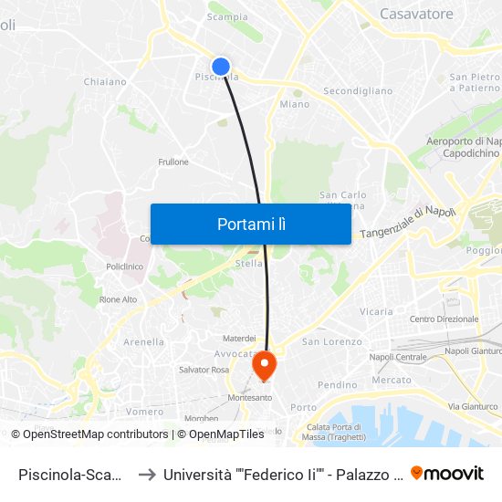 Piscinola-Scampia to Università ""Federico Ii"" - Palazzo Latilla map