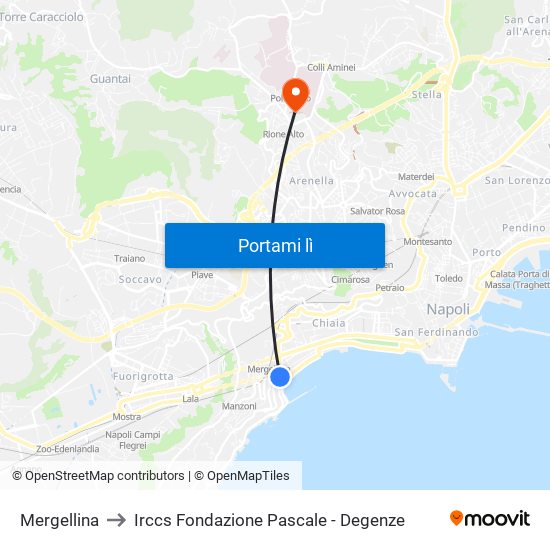 Mergellina to Irccs Fondazione Pascale - Degenze map