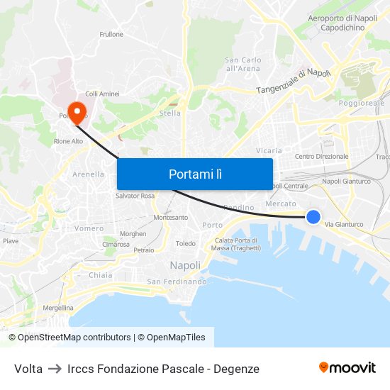 Volta to Irccs Fondazione Pascale - Degenze map
