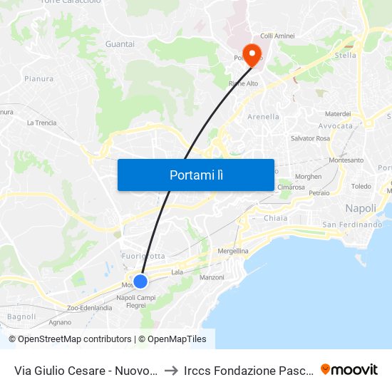 Via Giulio Cesare - Nuovo Capolinea Ctp to Irccs Fondazione Pascale - Degenze map