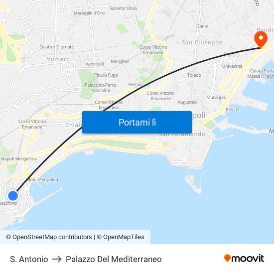 S. Antonio to Palazzo Del Mediterraneo map