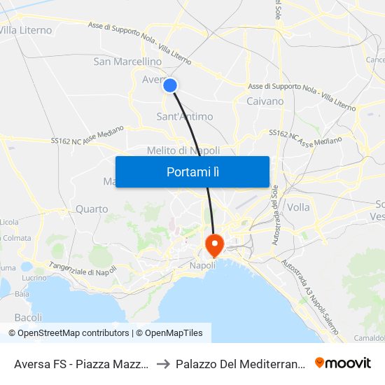 Aversa FS - Piazza Mazzini to Palazzo Del Mediterraneo map