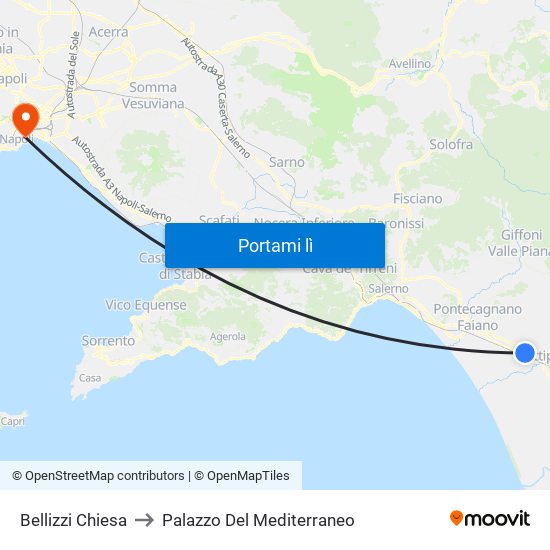 Bellizzi Chiesa to Palazzo Del Mediterraneo map