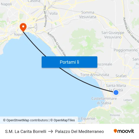 S.M. La Carita  Borrelli to Palazzo Del Mediterraneo map