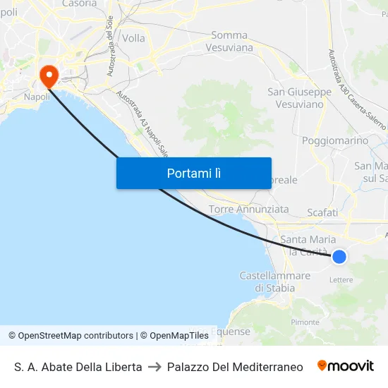S. A. Abate Della Liberta to Palazzo Del Mediterraneo map