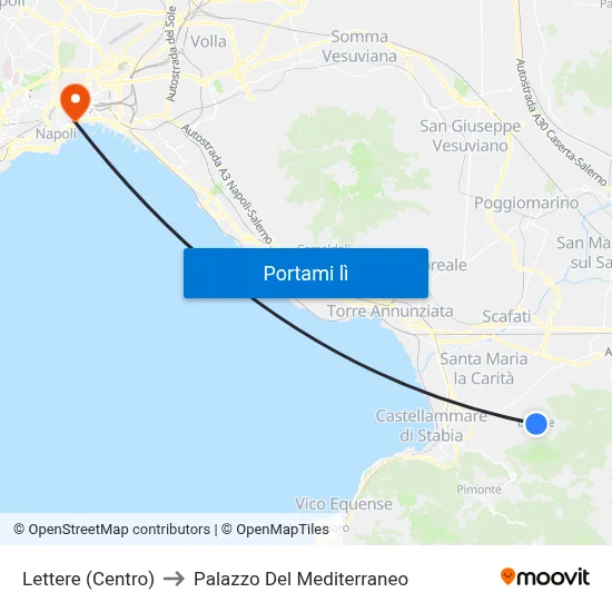 Lettere (Centro) to Palazzo Del Mediterraneo map