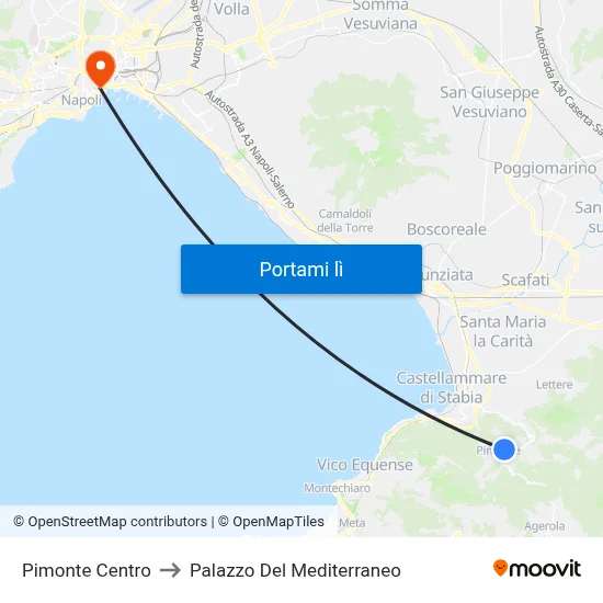 Pimonte Centro to Palazzo Del Mediterraneo map