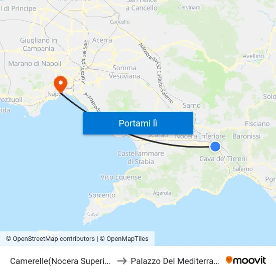 Camerelle(Nocera Superiore) to Palazzo Del Mediterraneo map