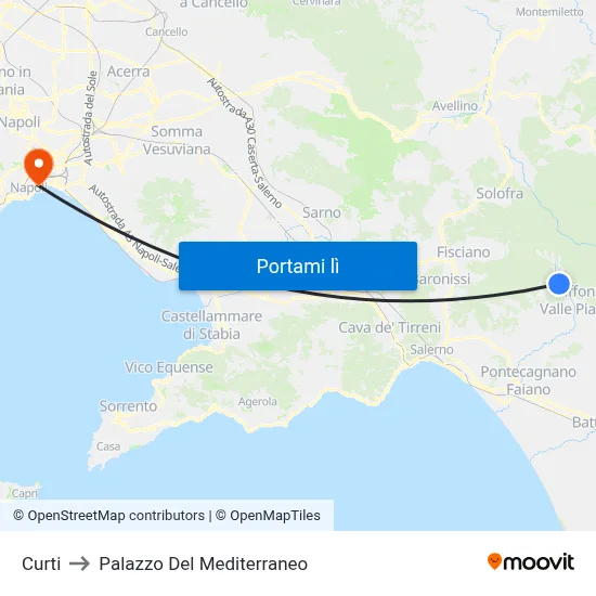 Curti to Palazzo Del Mediterraneo map