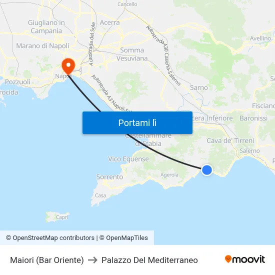 Maiori (Bar Oriente) to Palazzo Del Mediterraneo map
