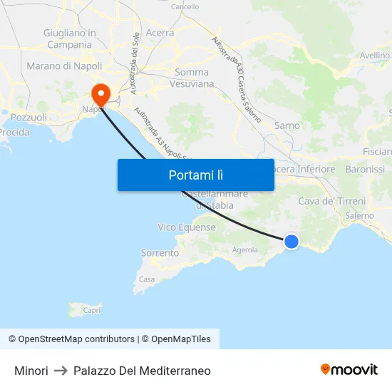 Minori to Palazzo Del Mediterraneo map