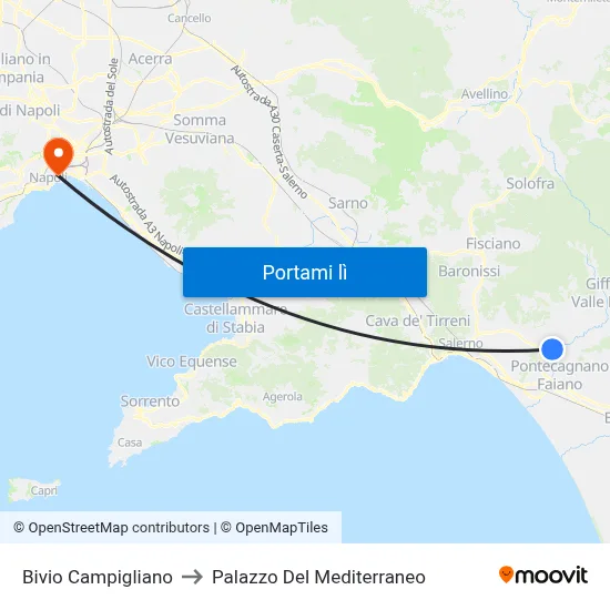 Bivio Campigliano to Palazzo Del Mediterraneo map