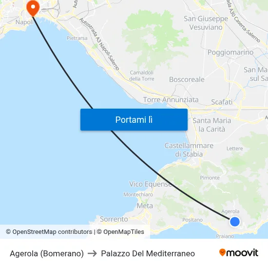 Agerola (Bomerano) to Palazzo Del Mediterraneo map