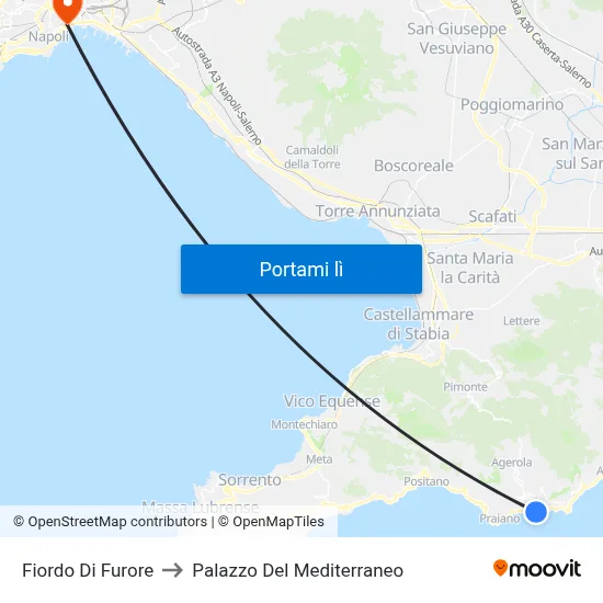 Fiordo Di Furore to Palazzo Del Mediterraneo map