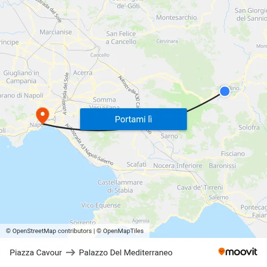 Piazza Cavour to Palazzo Del Mediterraneo map