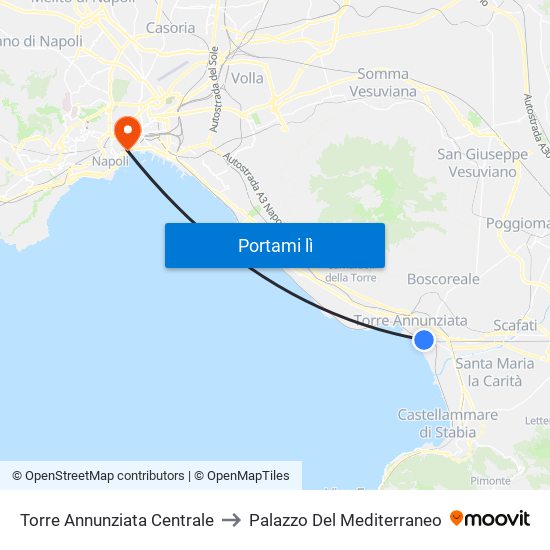 Torre Annunziata Centrale to Palazzo Del Mediterraneo map