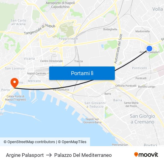 Argine Palasport to Palazzo Del Mediterraneo map