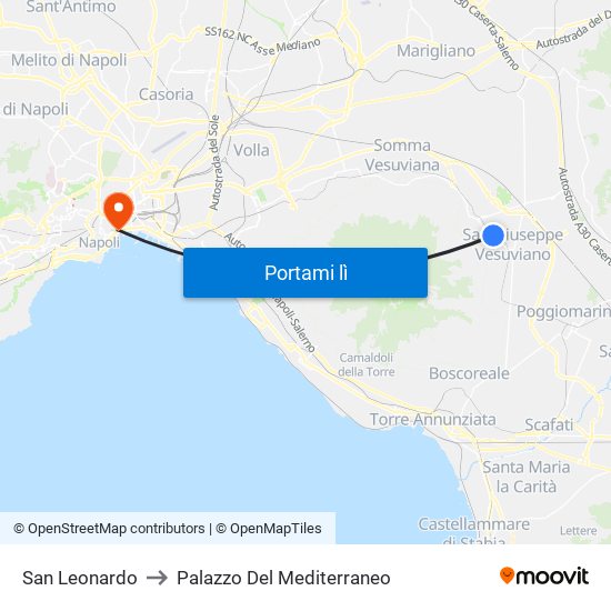 San Leonardo to Palazzo Del Mediterraneo map