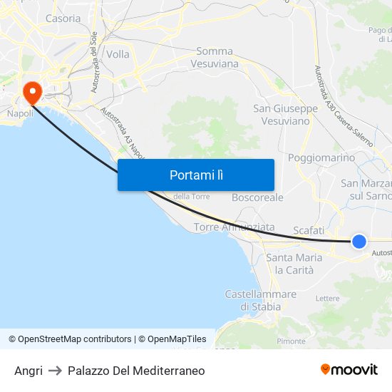 Angri to Palazzo Del Mediterraneo map