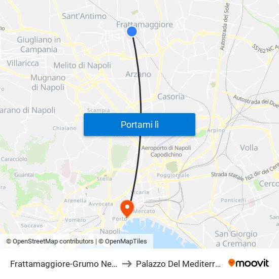 Frattamaggiore-Grumo Nevano to Palazzo Del Mediterraneo map
