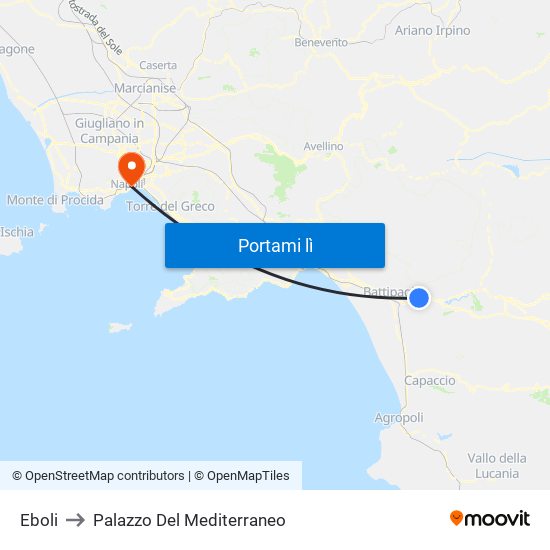 Eboli to Palazzo Del Mediterraneo map