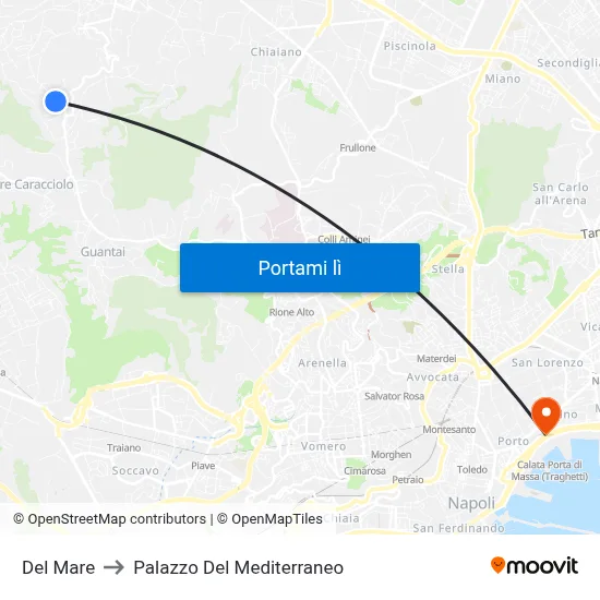 Del Mare to Palazzo Del Mediterraneo map