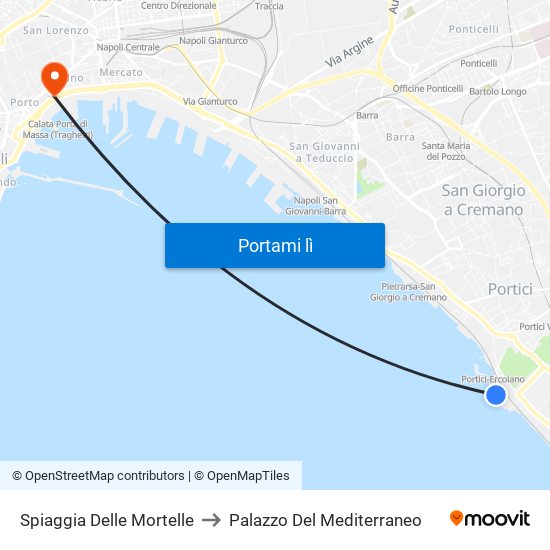 Spiaggia Delle Mortelle to Palazzo Del Mediterraneo map