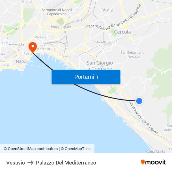 Vesuvio to Palazzo Del Mediterraneo map