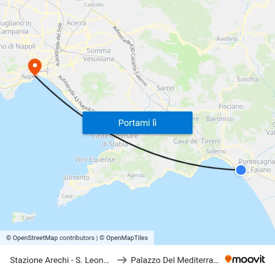 Stazione Arechi - S. Leonardo to Palazzo Del Mediterraneo map
