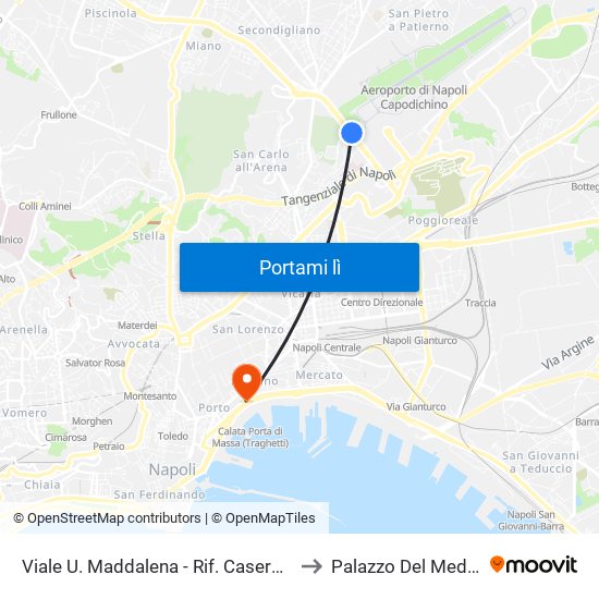 Viale U. Maddalena - Rif. Caserma Aeronautica to Palazzo Del Mediterraneo map