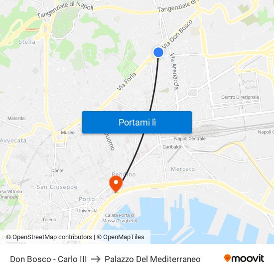 Don Bosco - Carlo III to Palazzo Del Mediterraneo map