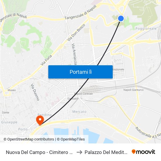 Nuova Del Campo - Cimitero Del Pianto to Palazzo Del Mediterraneo map