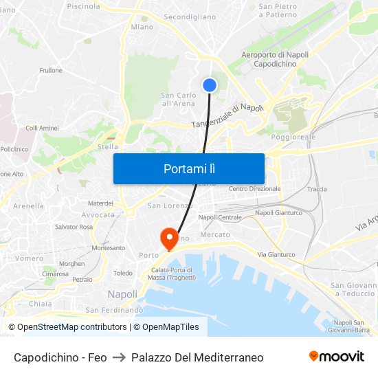 Capodichino - Feo to Palazzo Del Mediterraneo map