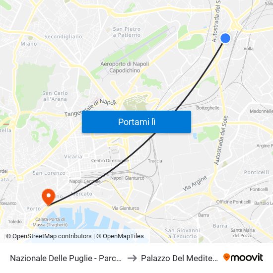 Nazionale Delle Puglie - Parco Platani to Palazzo Del Mediterraneo map