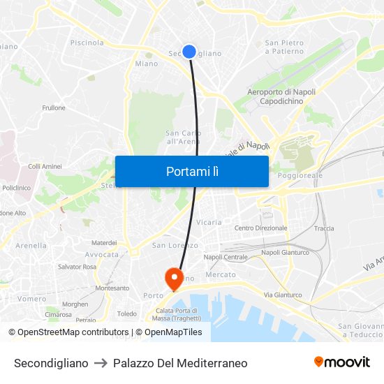 Secondigliano to Palazzo Del Mediterraneo map