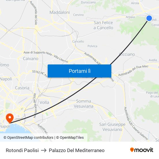 Rotondi Paolisi to Palazzo Del Mediterraneo map