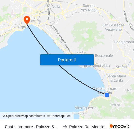 Castellammare - Palazzo S. Giuseppe to Palazzo Del Mediterraneo map