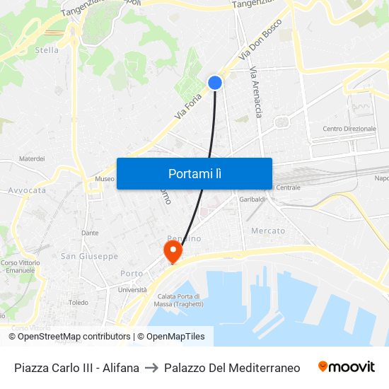 Piazza Carlo III - Alifana to Palazzo Del Mediterraneo map