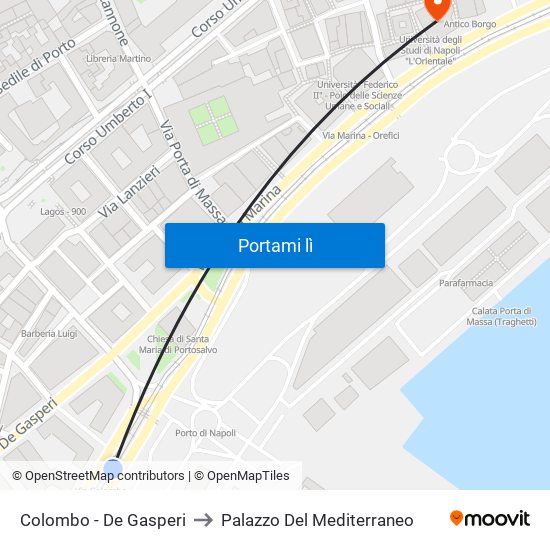 Colombo - De Gasperi to Palazzo Del Mediterraneo map