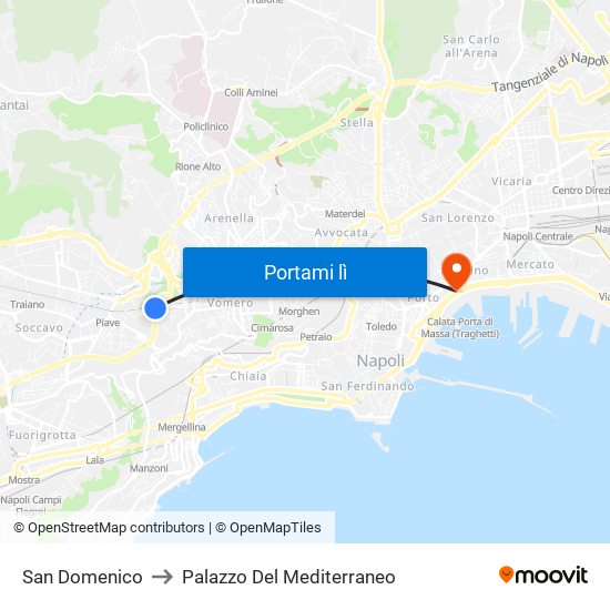 San Domenico to Palazzo Del Mediterraneo map
